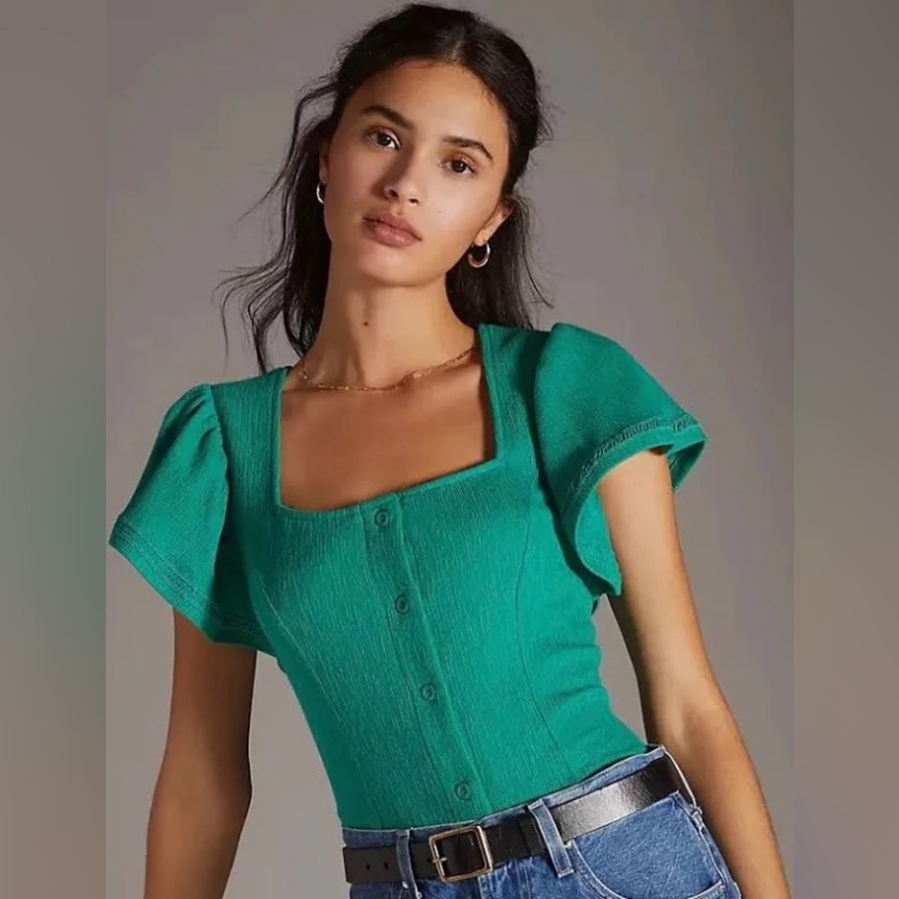 Anthropologie Dolan Emerald Green Peasant Top 💚🥝